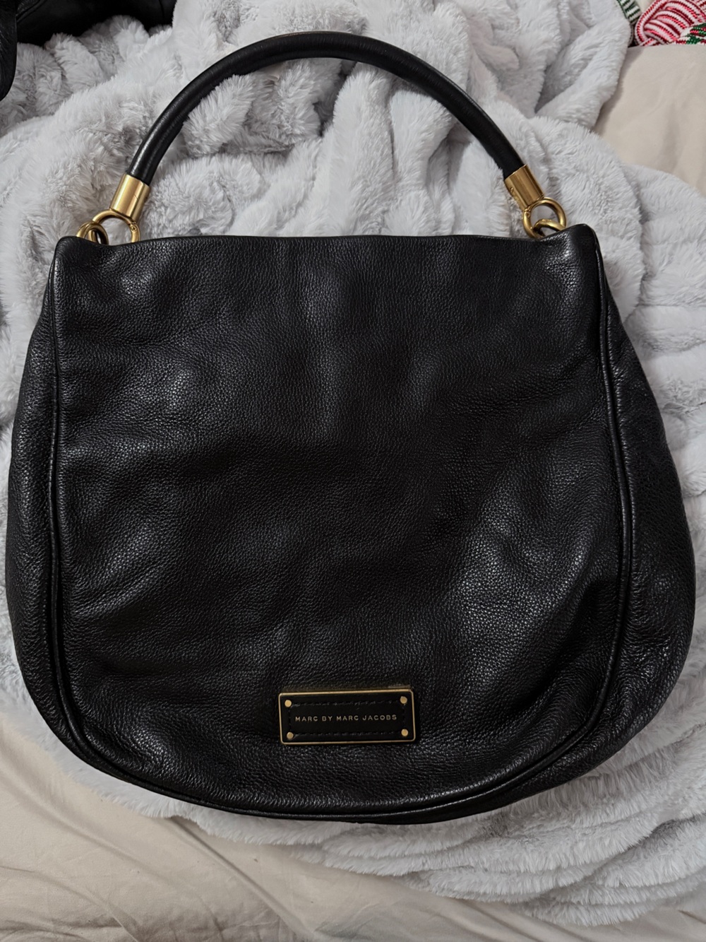 Marc by Marc Jacobs Classic Q Black Pebbled Leather Hobo Shoulder Bag